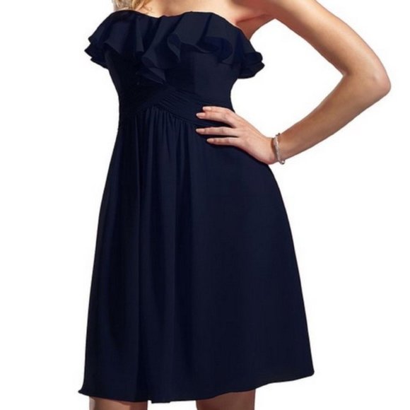 *FINAL PRICE* Navy Blue Strapless Ruffle Short Party Dress Size 16 - Picture 6 of 8